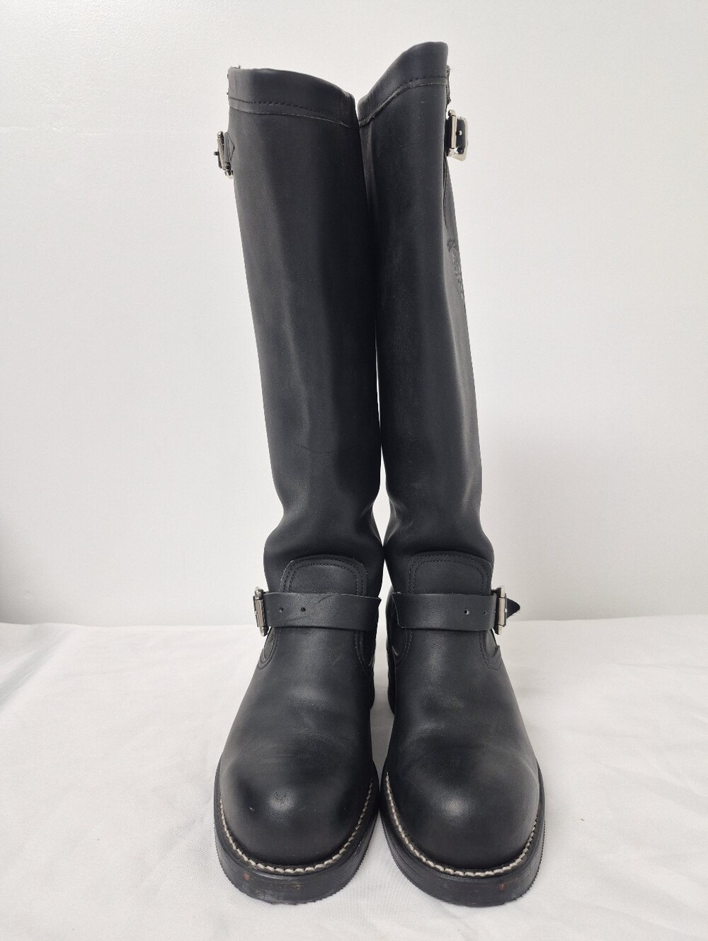 NWOT Vintage Chippewa Tall Black Leather Steel Toe Engineer Biker Boots sz 6.5D - Picture 3 of 13